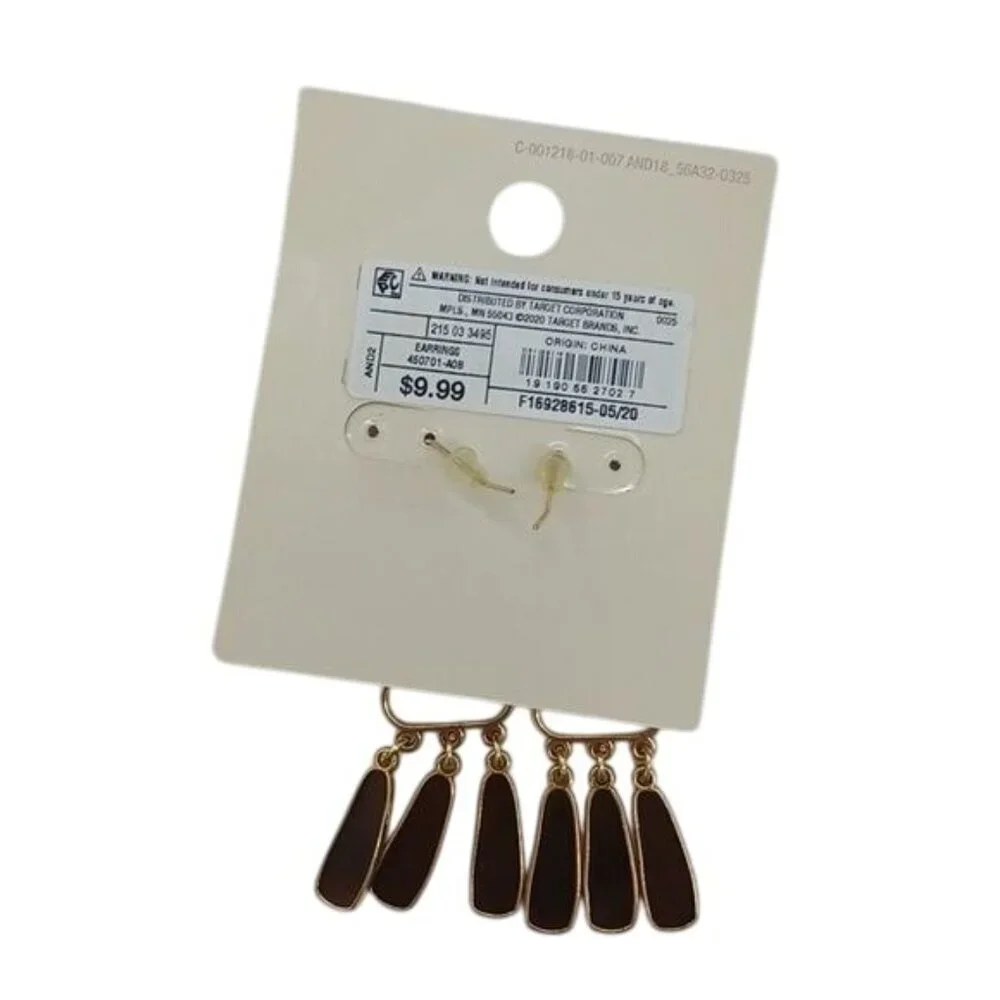 A New Day Womens Earrings Drop Dangle Gold Brown Pearl Accent Nickel Free